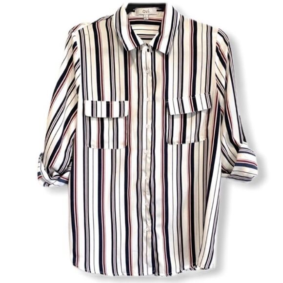 OVI Polyester Striped Blouse - Picture 1 of 9